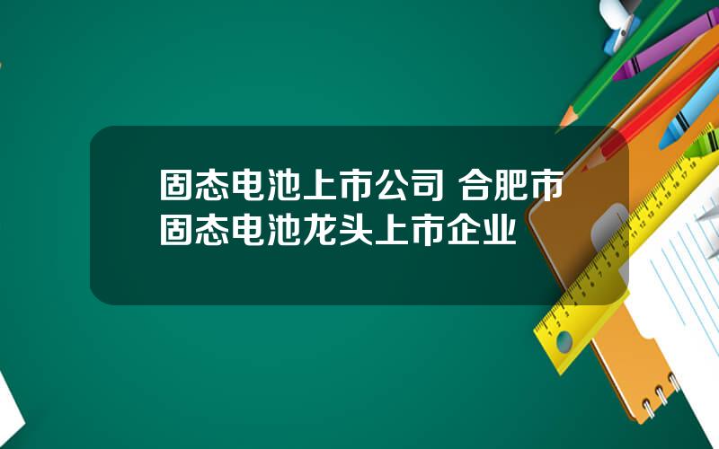 固态电池上市公司 合肥市固态电池龙头上市企业